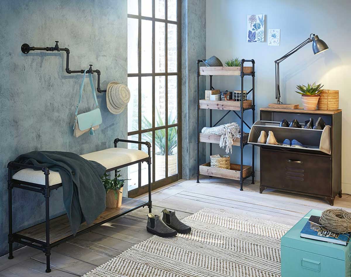 Rangement De Chaussures En Métal Pour Entrée Avec 3 Etagères