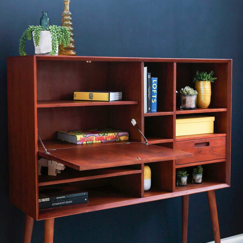 Secrétaire style vintage en bois foncé