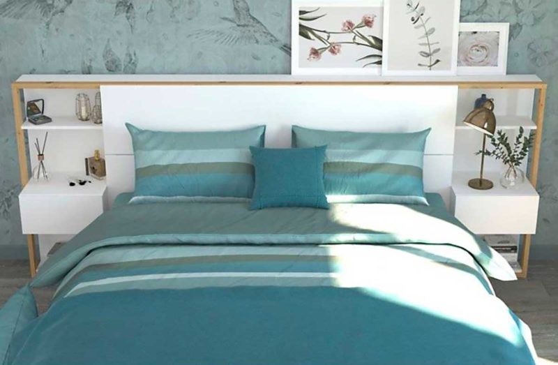 Tête de lit avec tables de chevet intégrées