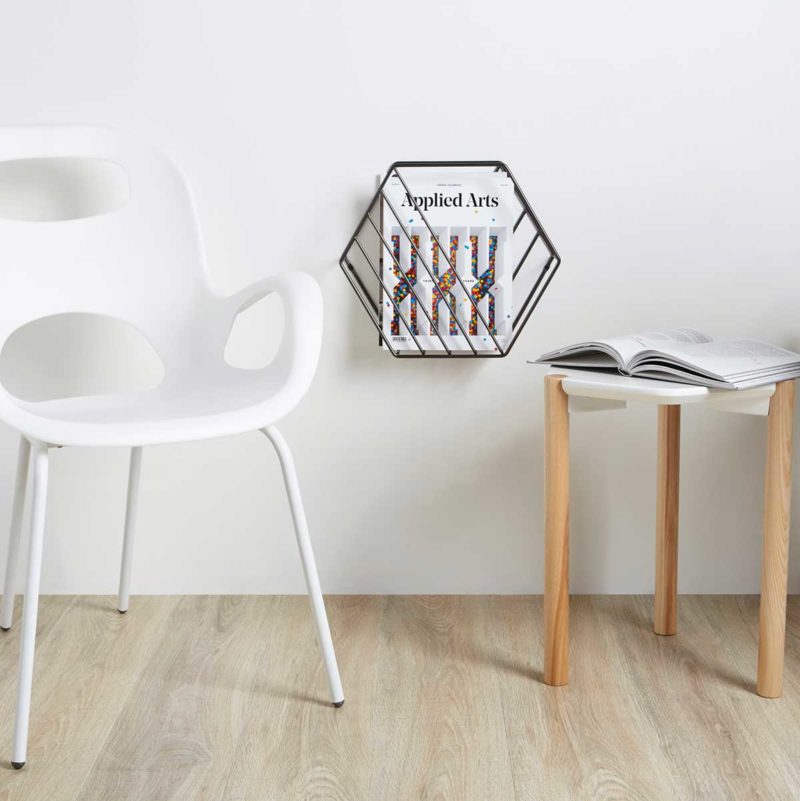 CIYODO - Porte-revues Mural En Fil Métallique Doré, Design Moderne Et Gain De Place. Parfait Pour Ranger Magazines, Journaux Ou Brochures.