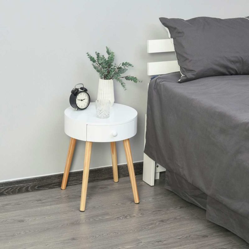 Table de chevet ronde pour déco scandinave