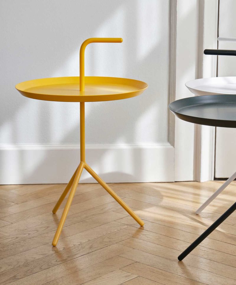 Table de nuit ronde jaune