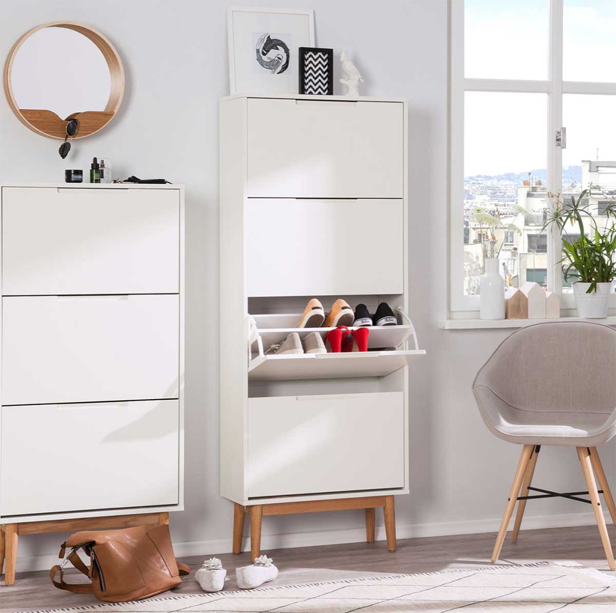 Meuble à chaussures blanc 19 idées déco pour l'entrée