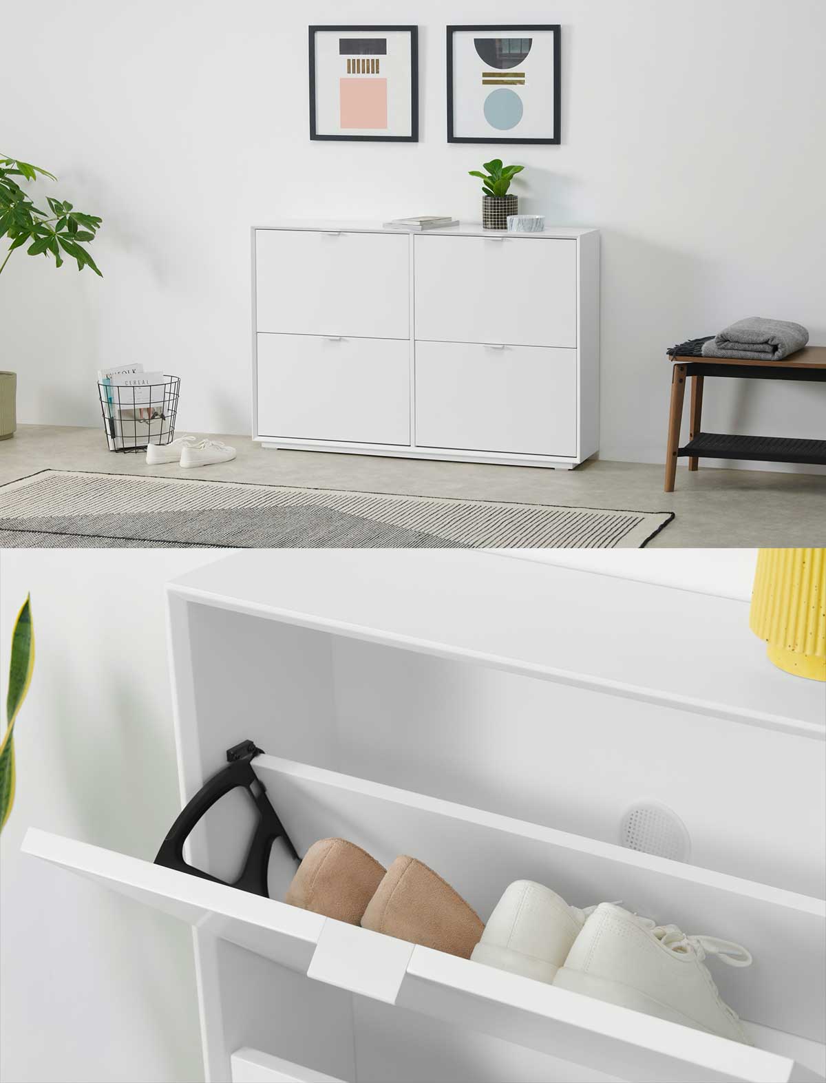 Meuble à chaussures blanc 19 idées déco pour l'entrée