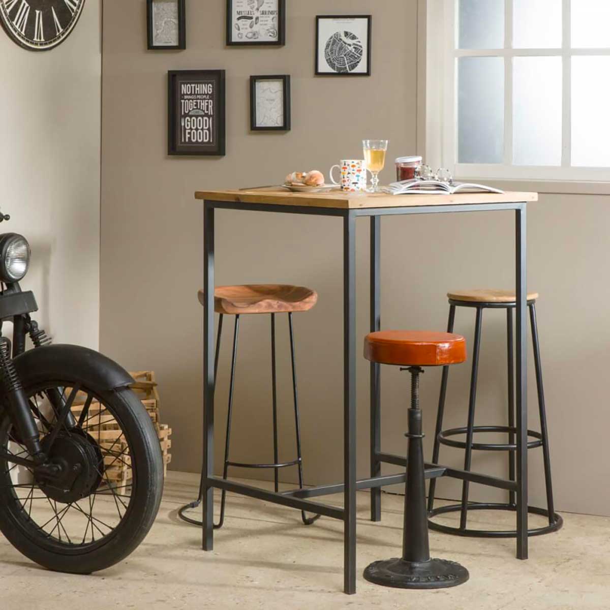 Tabouret De Bar Réglable En Hauteur, Déco Autocollants Thème Agricole, Pratique Et Fun