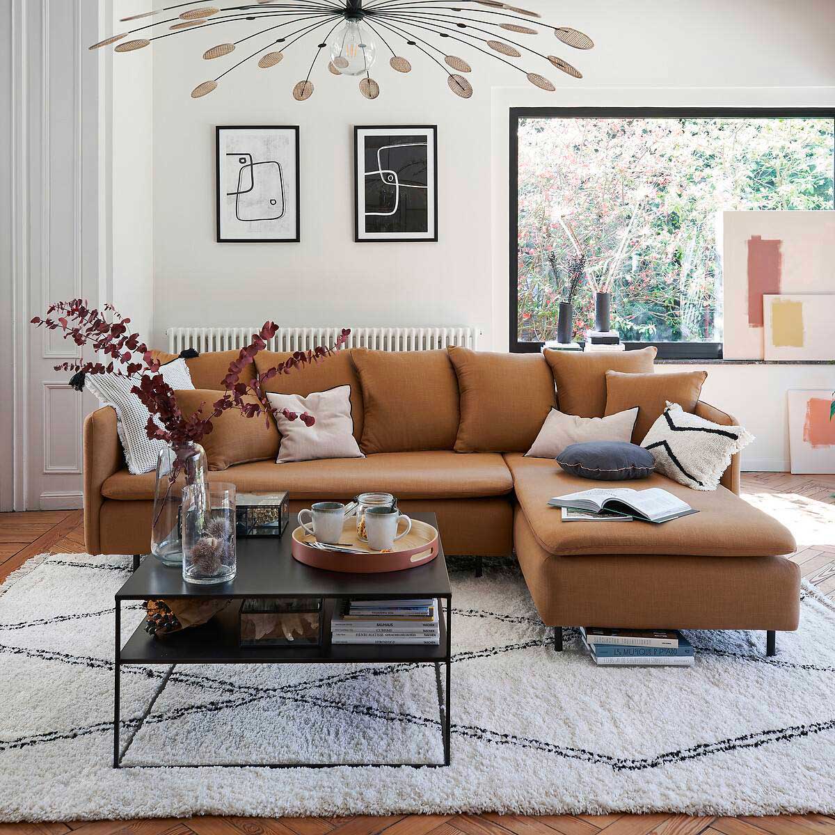 Canapé avec méridienne : 19 idées déco pour le salon