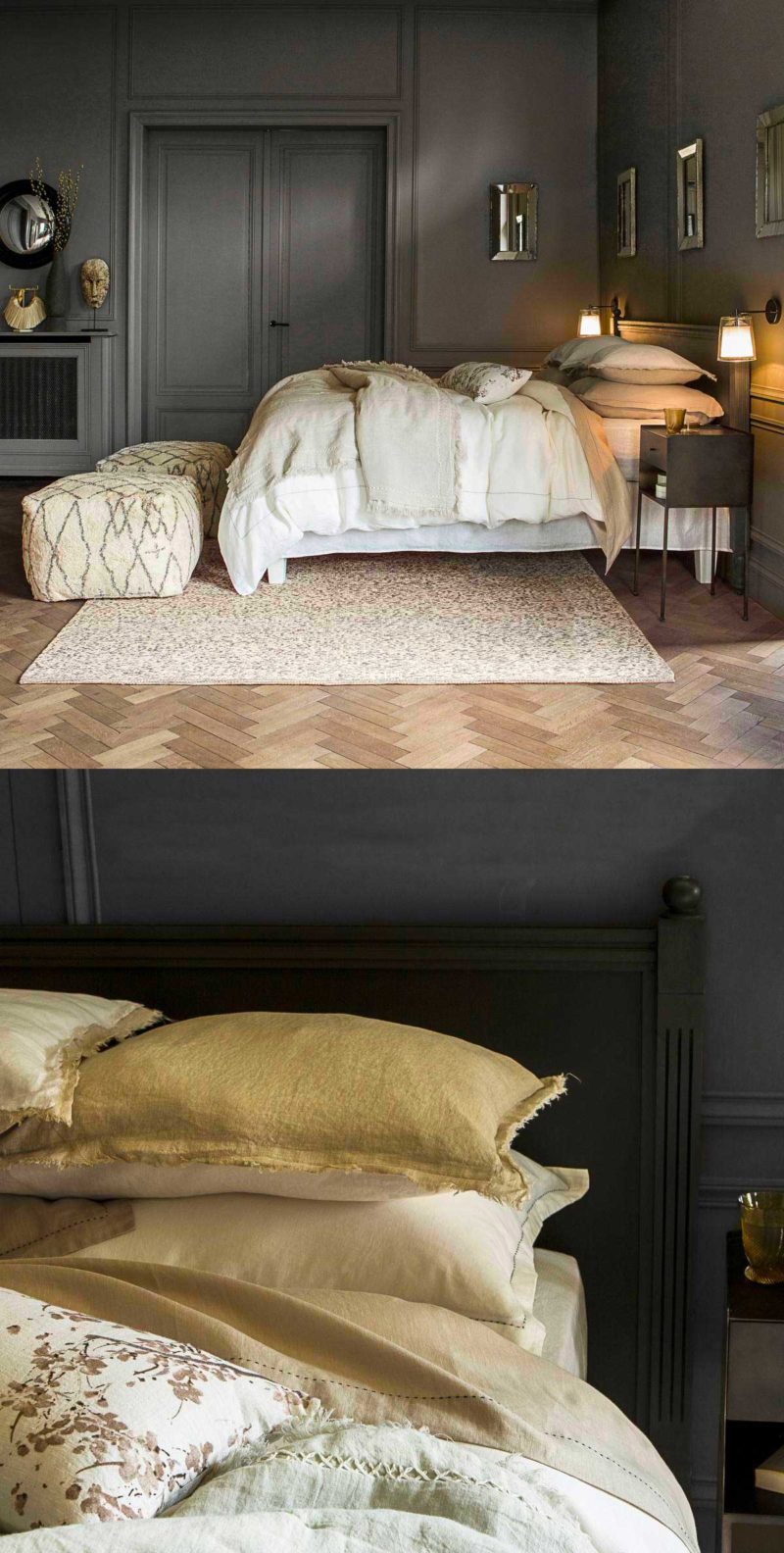 Tête de lit grise style classique