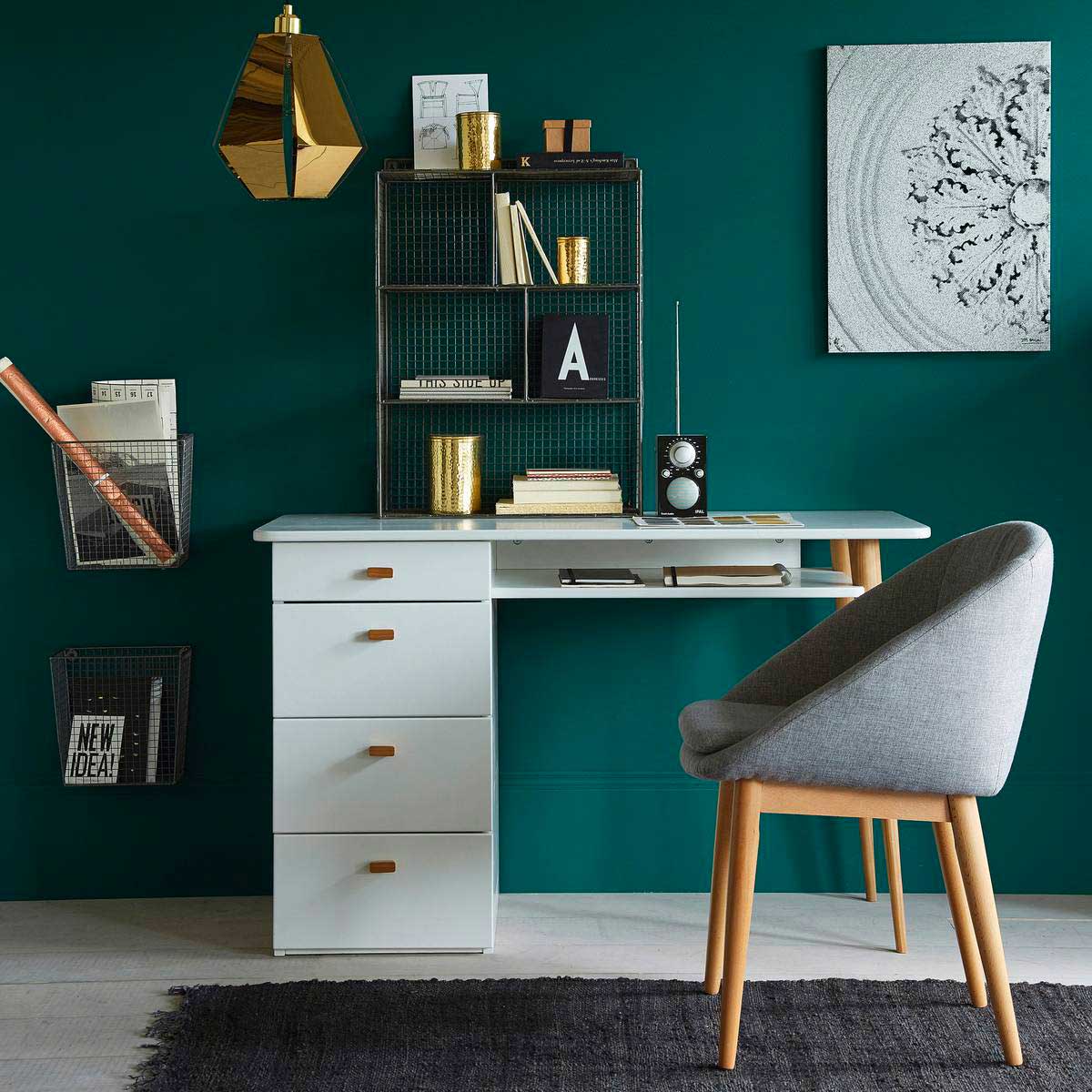 Bureau design en chêne clair et blanc CALIX