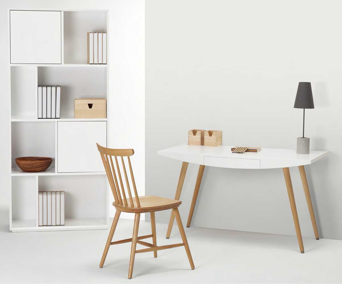 Bureau design en chêne clair et blanc CALIX
