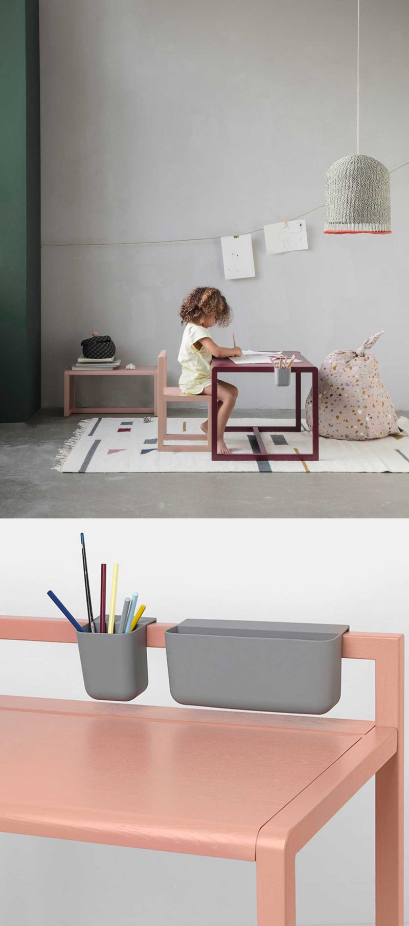 Bureau enfant design rose