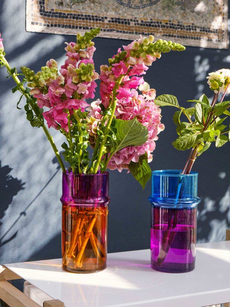 Vase en verre transparent bicolore