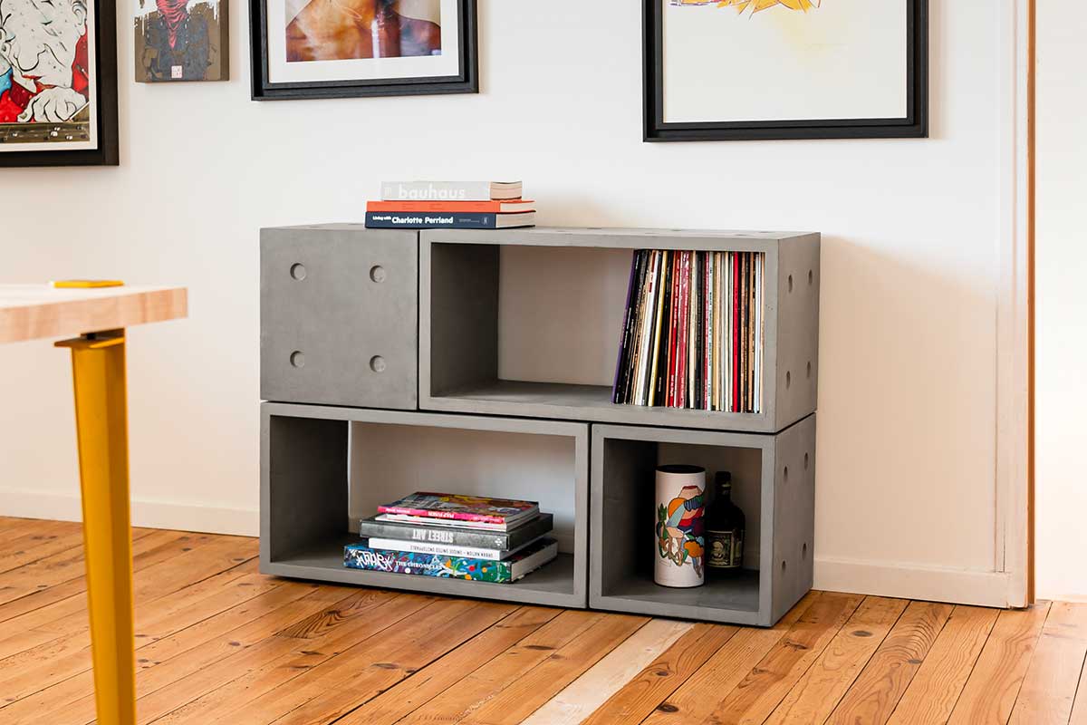 Bibliothèque basse : 17 étagères de petite hauteur