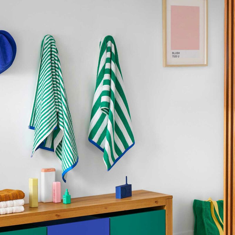 Drap de bain éponge à rayures