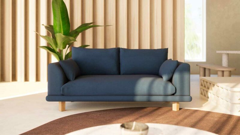 Esprit scandinave pour ce canapé bleu