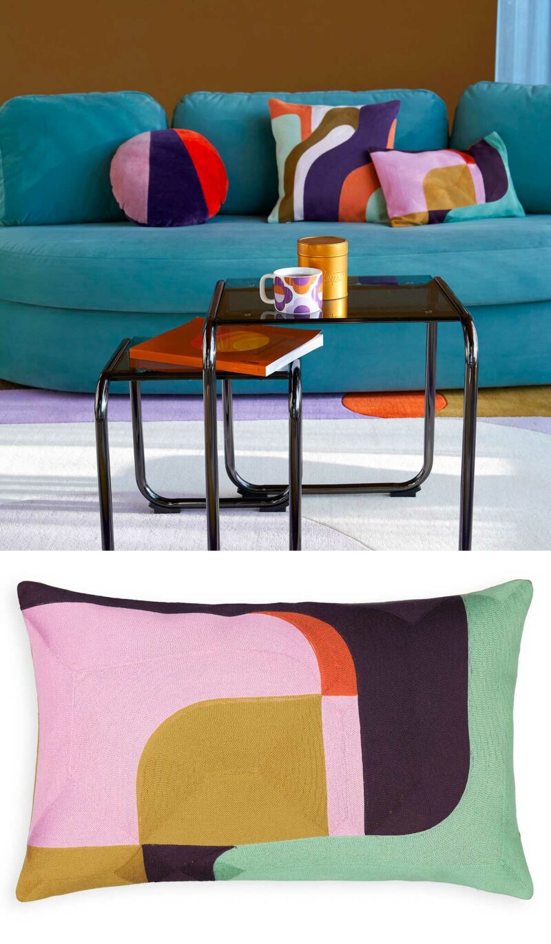 Housse de coussin rectangulaire esprit graphique