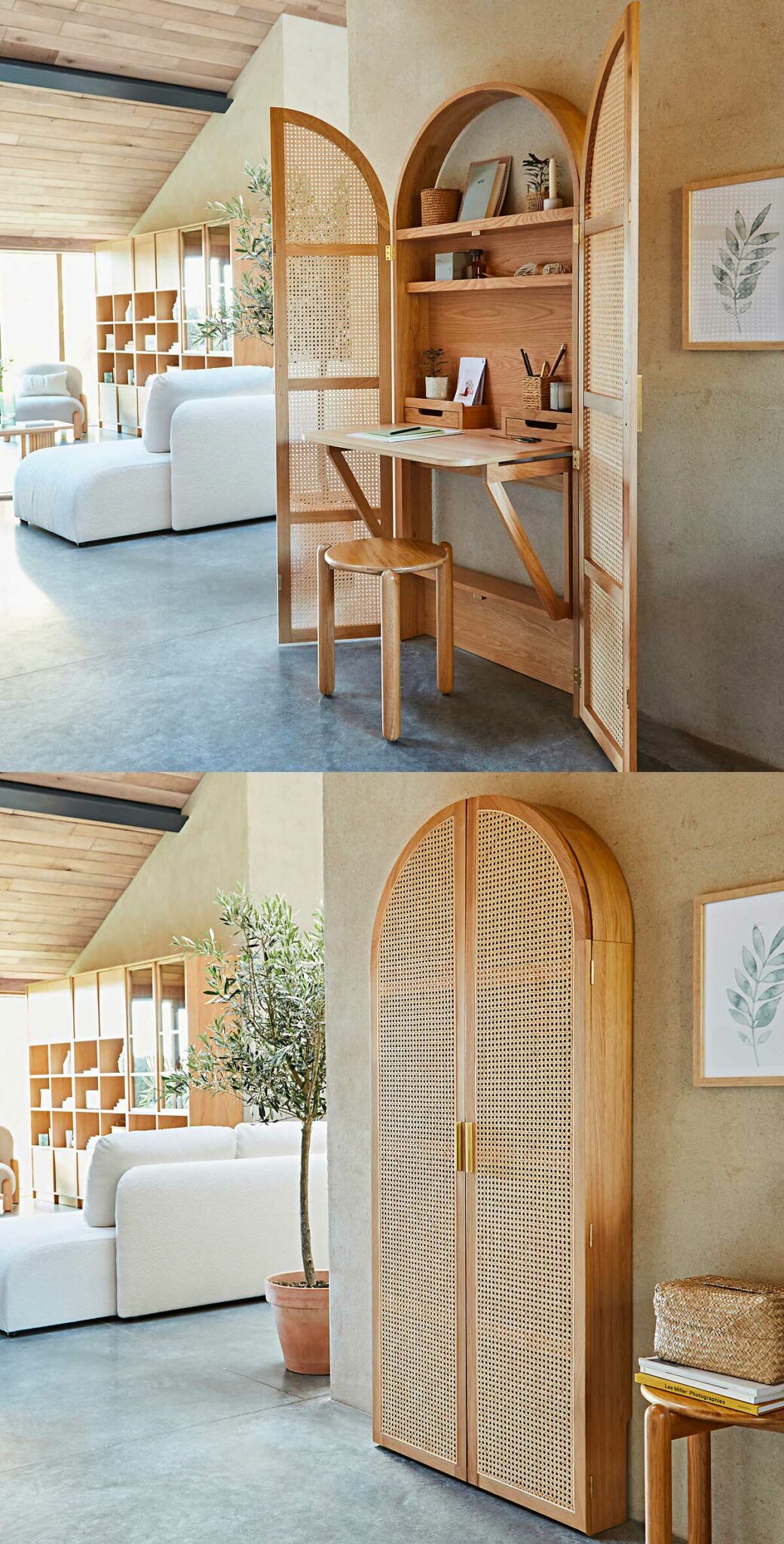 Armoire Secrétaire En Bois - 6 étagères, Multiples Usages, Hauteur 178 Cm, Largeur 135 Cm