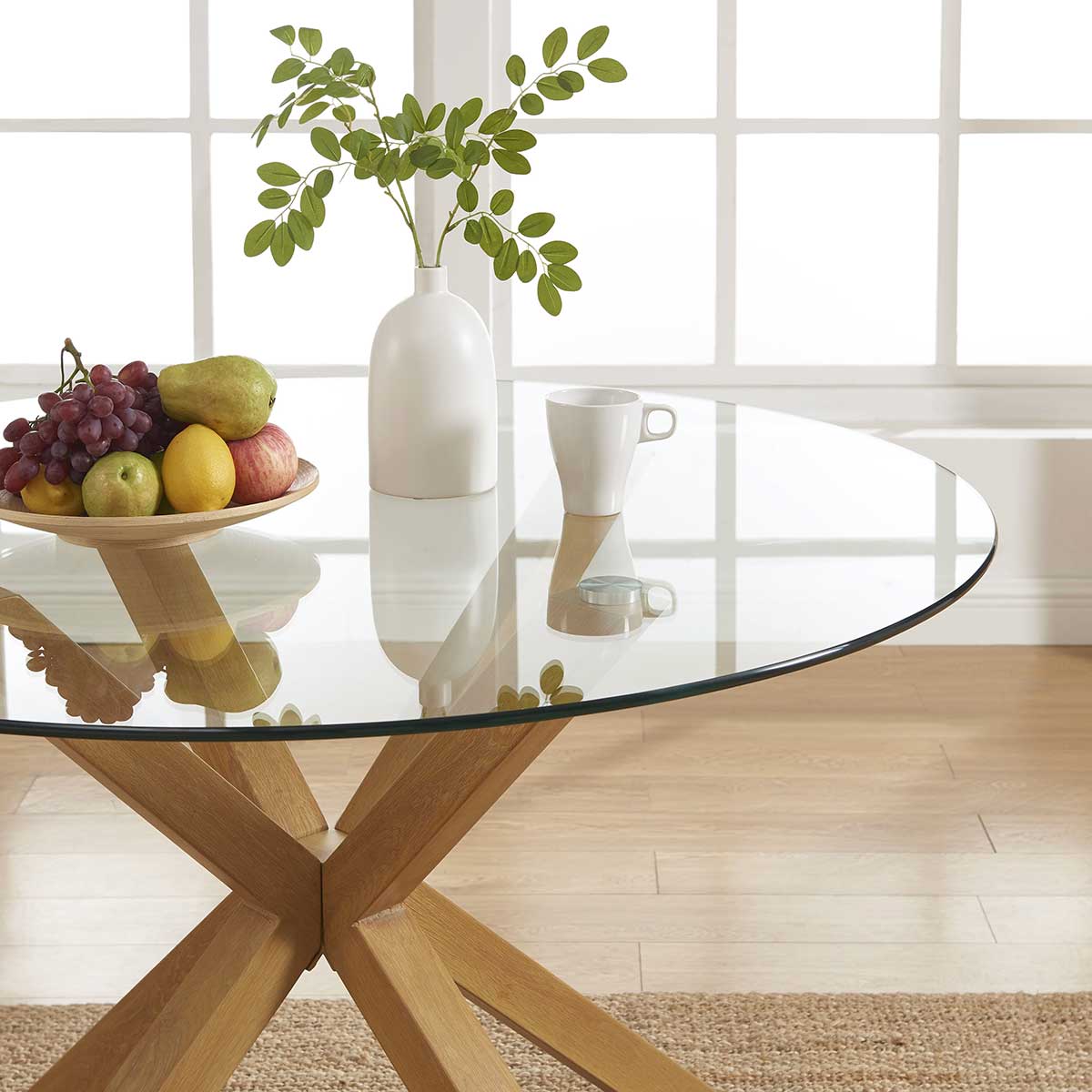 Table basse plateau table verre rond table basse grise - Ciel & terre