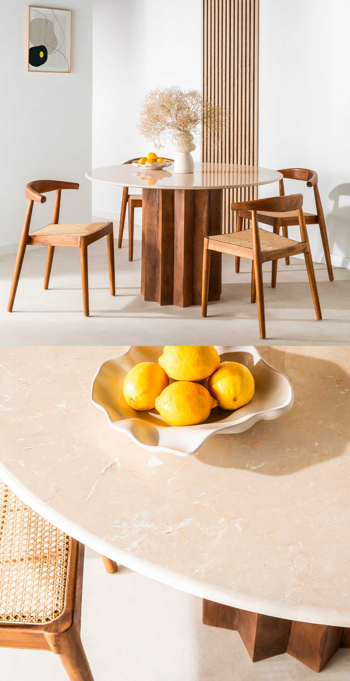 Table ronde en marbre doré et noir souple Secant de Warm Nordic En
