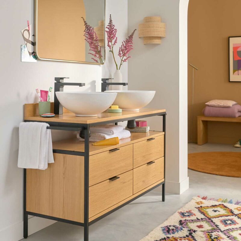 Meuble double vasque au design contemporain pour la salle de bains
