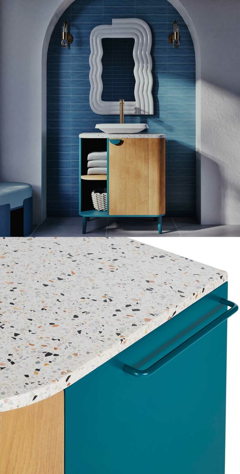 Tendance terrazzo avec ce meuble de salle de bains design