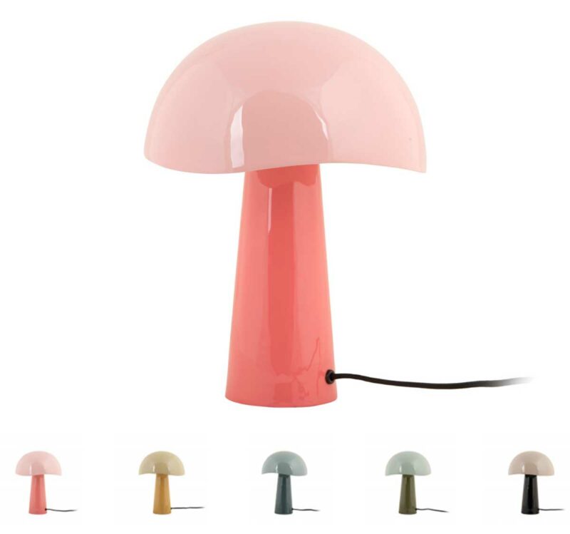 Une lampe champignon en duo de rose pétillant
