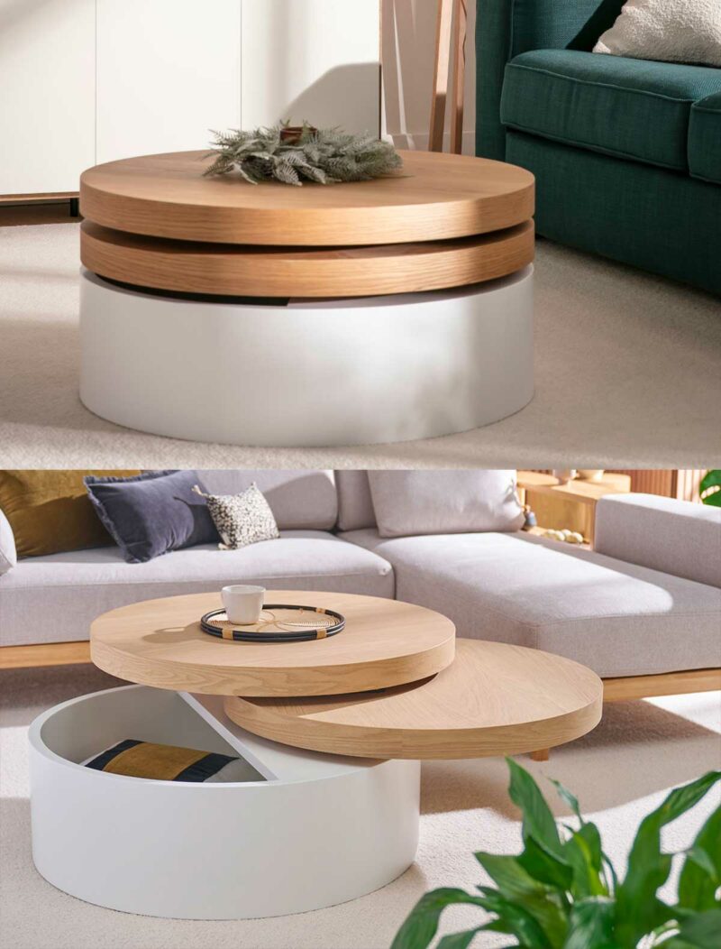 Design ludique et rangement discret dans un meuble sculptural