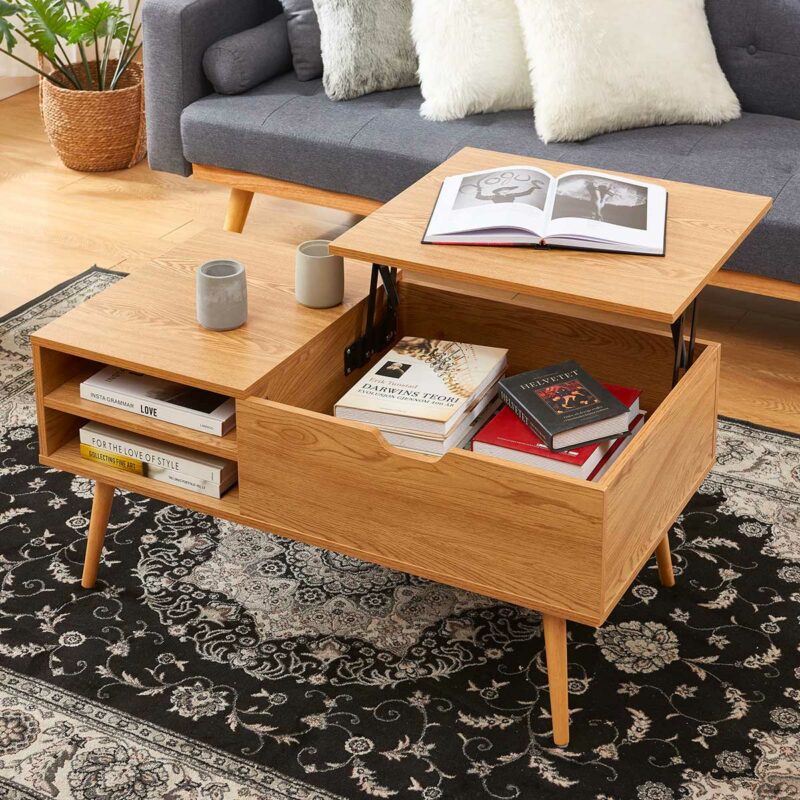 Design pratique : table basse avec compartiment caché