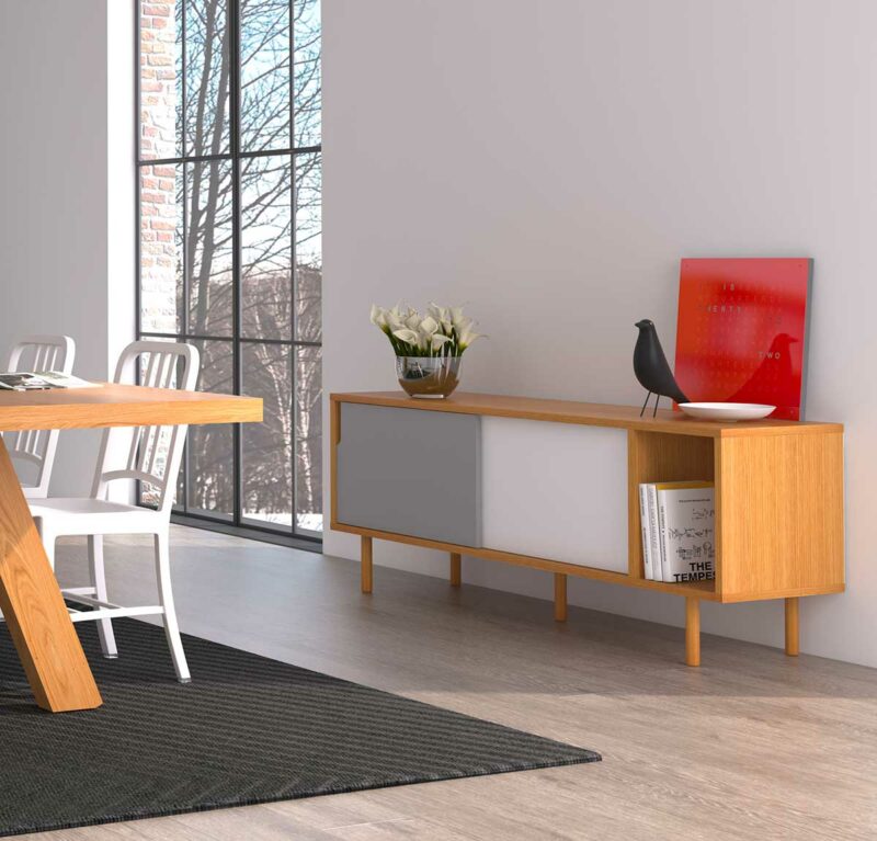 Enfilade scandinave contemporaine avec portes coulissantes