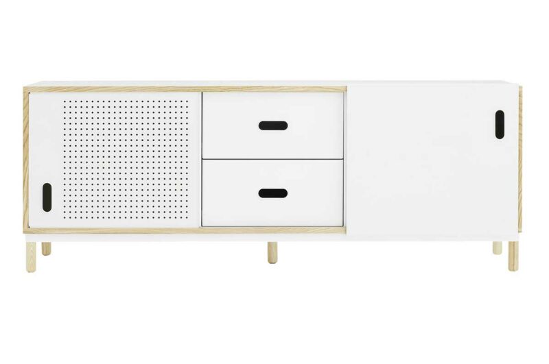 Esprit scandinave : buffet design blanc aves portes coulissantes