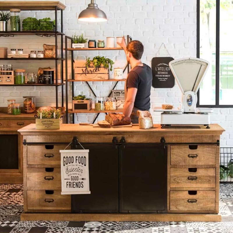 Idée de buffet à portes coulissantes pour une déco industrielle