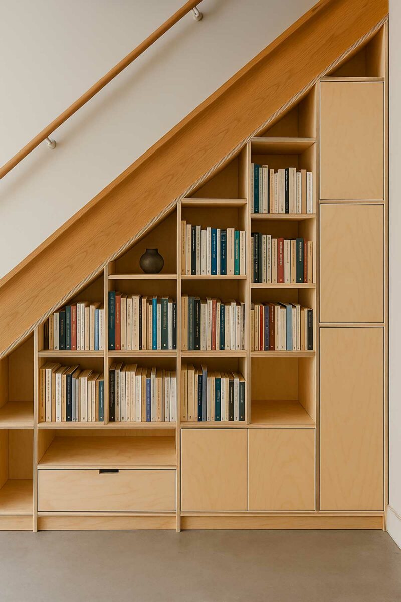 DIY : une dessous d'escalier avec une bibliothèque