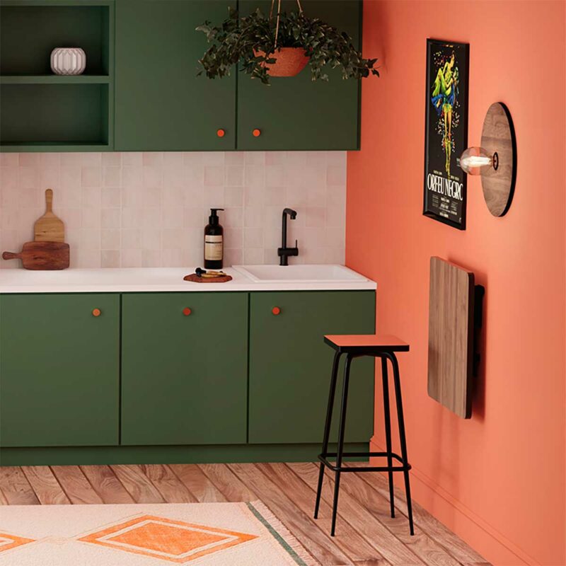 Esprit vintage pour cette table murale rabattable