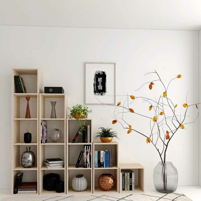 Grande étagère escalier en bois massif : structurer l’espace avec style