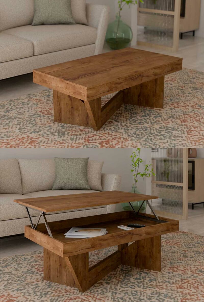Idée de table basse relevable exotique pour une déco inspirée de Bali