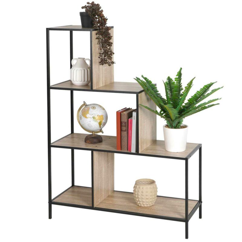 Structure métal habillée de bois pour une bibliothèque escalier