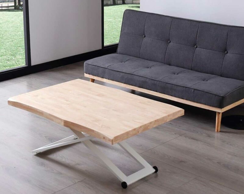 Table basse relevable pratique à roulettes pour un salon modulable