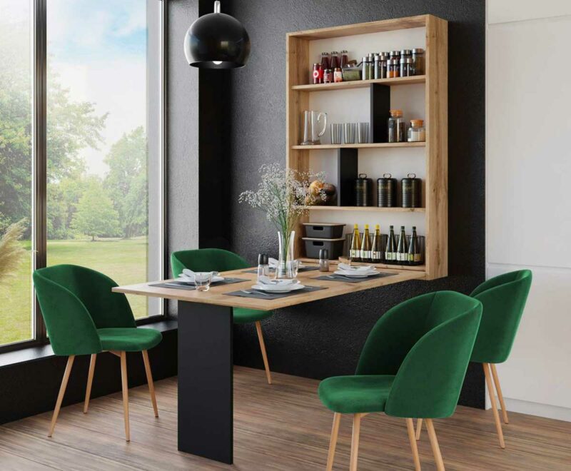 Table murale rabattable en bois clair design