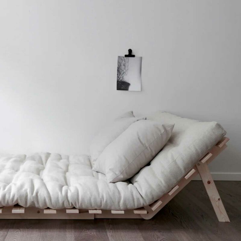 Banquette lit avec futon pour déco japandi