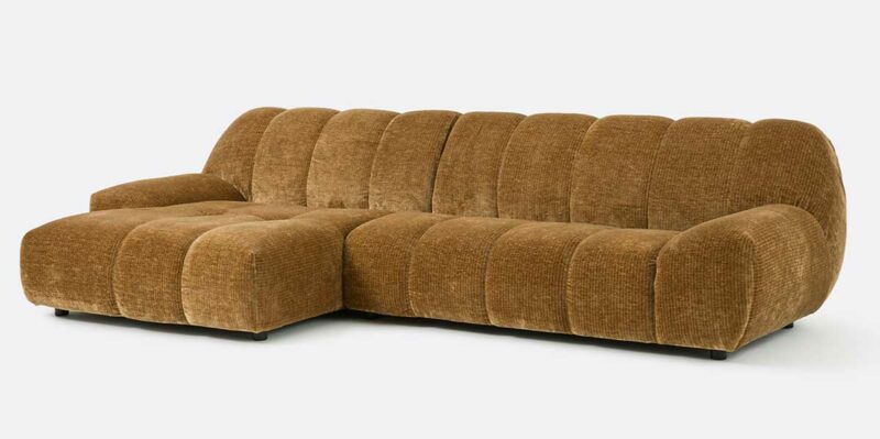 Canapé arrondi en velours au design vintage