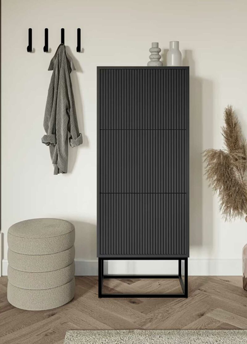 Design épuré : un meuble à chaussure gris foncé