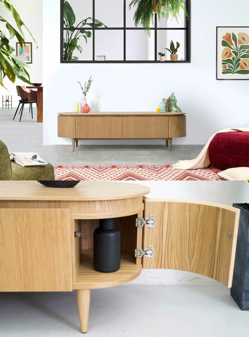 Idée de meuble TV incurvé pour une déco scandinave