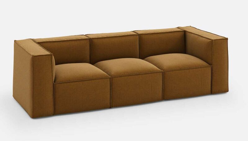 Le canapé minimaliste cubique caramel qui fait la différence