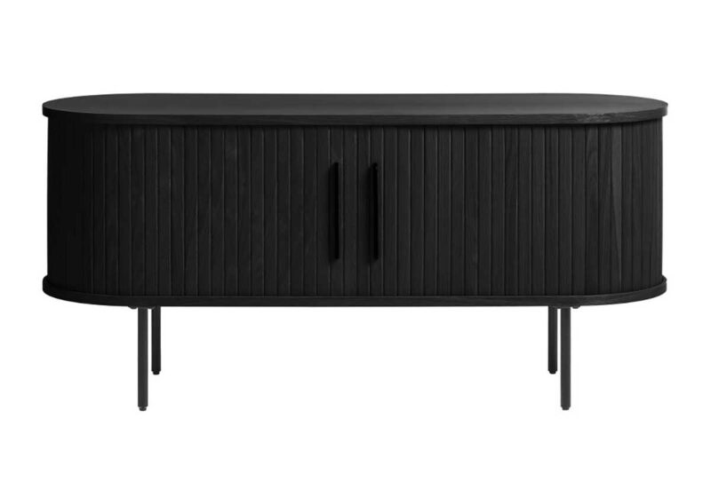 Petit meuble TV noir de 120 cm aux angles arrondis