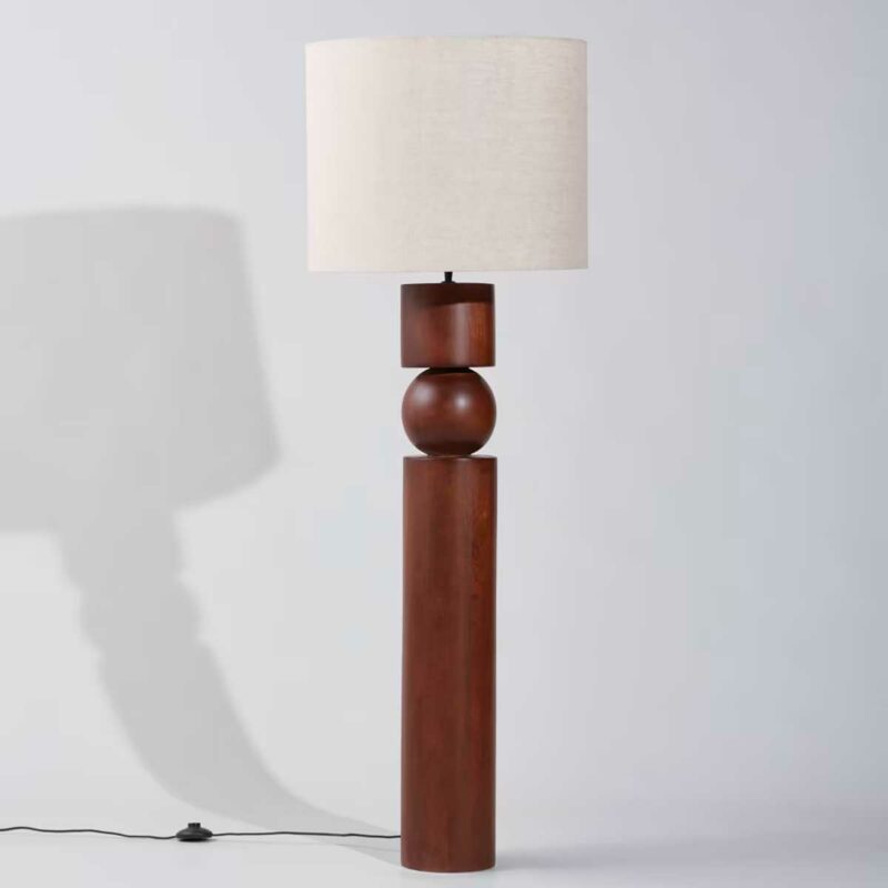 Brentano, lampadaire en bois de manguier sculpté