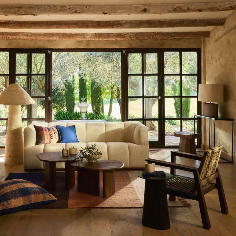 Filao, canapé 3 places en textile tramé beige