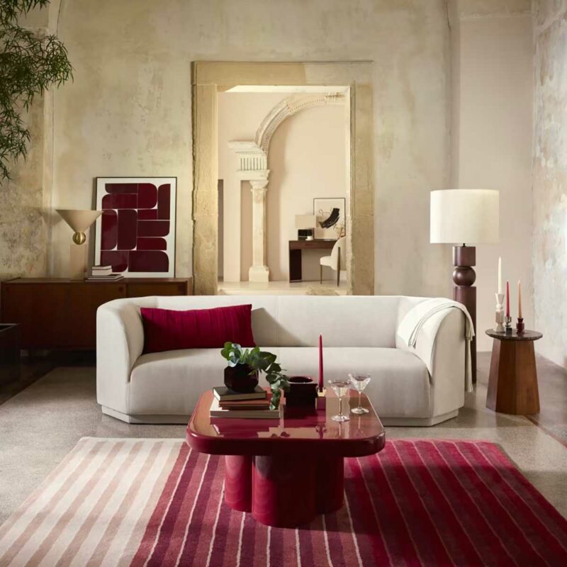 Gaspard, canapé 3/4 places en textile tramé beige