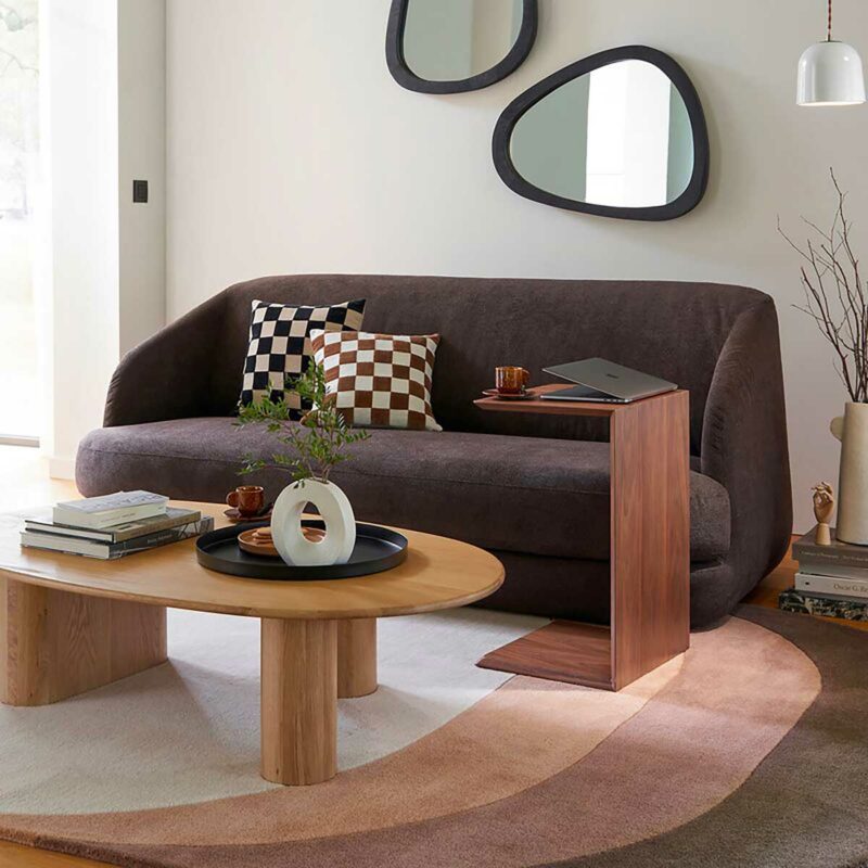 bout de canapé plaqué noyer double plateau vintage soldes La Redoute