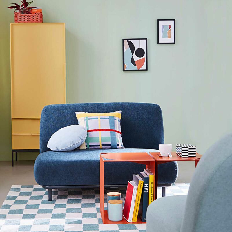 Bout de canapé métal acier orange soldes La Redoute