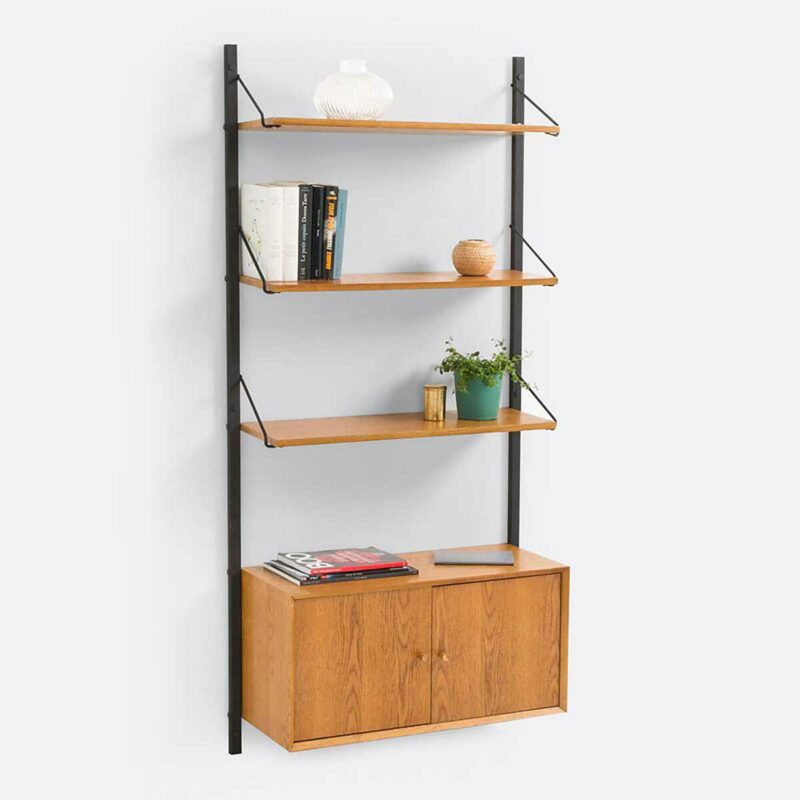 étagère murale chêne caisson fermé vintage soldes La Redoute