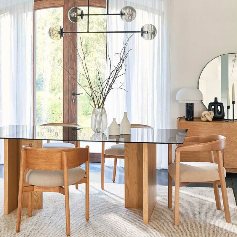 Fauteuil de table accoudoirs bois scandinave soldes La Redoute